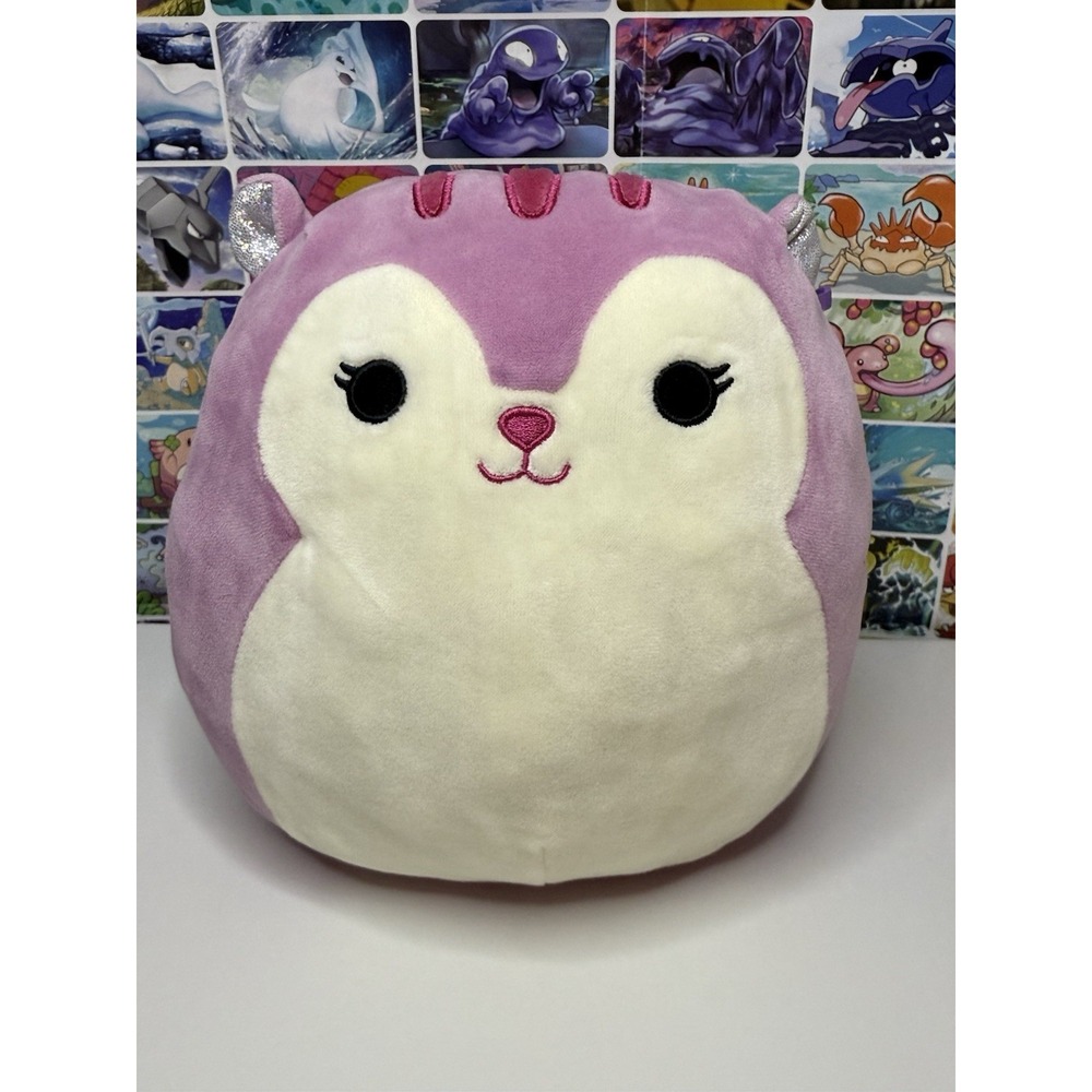 Squishmallows Allina Purple‎ Squirrel Plush 8" Kellytoy Stuffed Animal Cute Soft